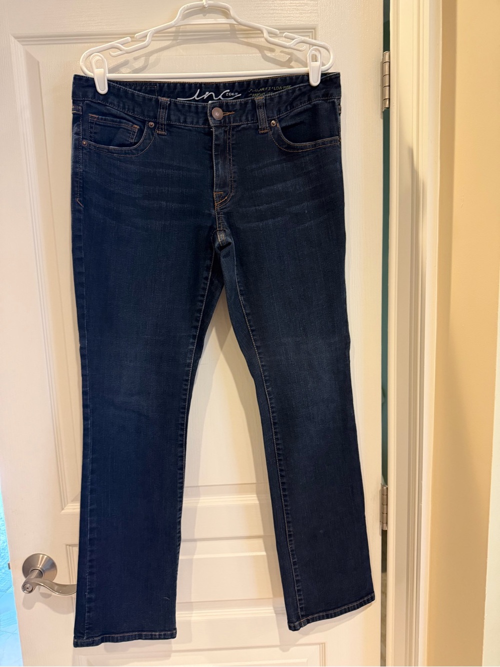 INC International Concepts Women's Straight Leg Jeans in Dark Blue